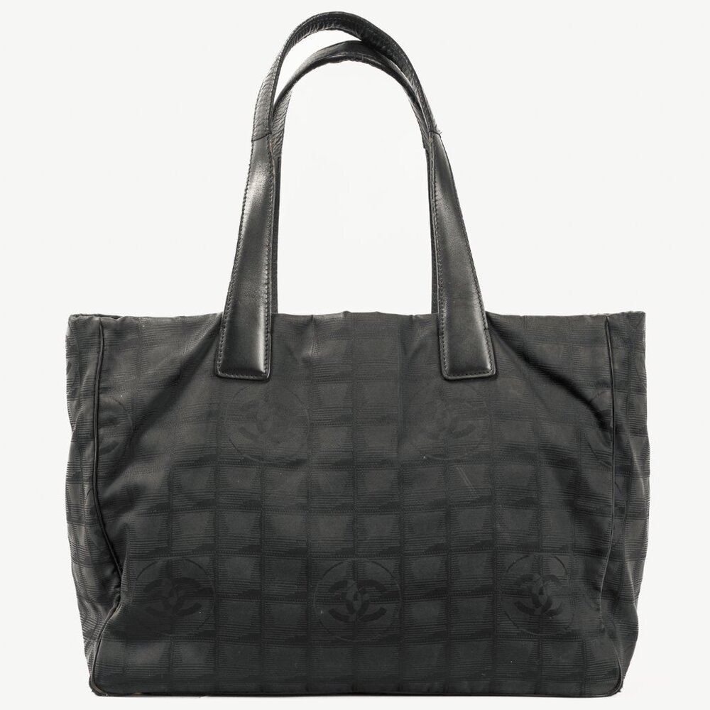 Chanel Travel Line Black Nylon CC-Jacquard Tote